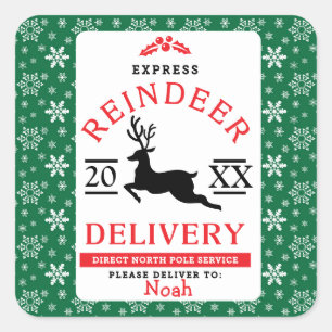 Express Reindeer Delivery Personalized Gift Square Sticker