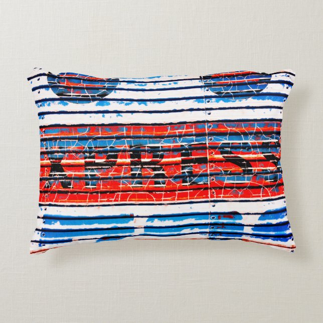 "Express" - Rustic Distressed Peeling Paint Accent Pillow (Front)