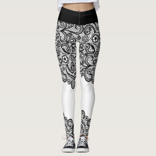 Express Yourself Black & White Lacy Bridal Dress Leggings