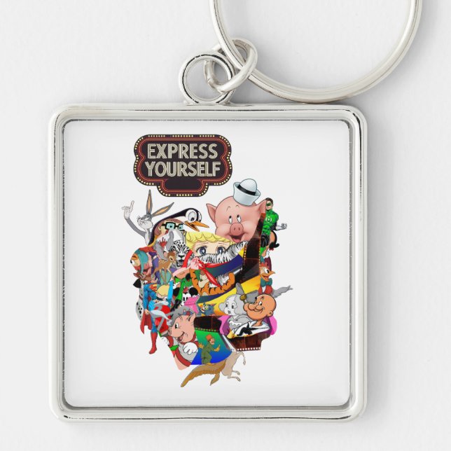 Express Yourself Vintage Pop Art Keychain (Front)