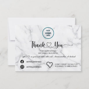 Expressing Gratitude with Elegance: White Marble Thank You Card