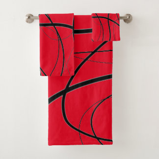 Expression in Red and Black Bath Towel Set