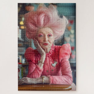 Expression of Love Kiss of Timeless Grace in Pink Jigsaw Puzzle