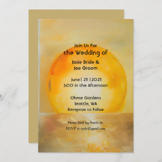 Expressionalist golden sunrise wedding invitation