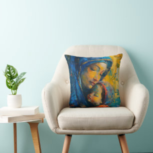 Expressionism Mary and Jesus Throw Pillow
