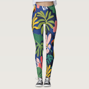 Expressionism Parrots Tropical Plants Art  Leggings
