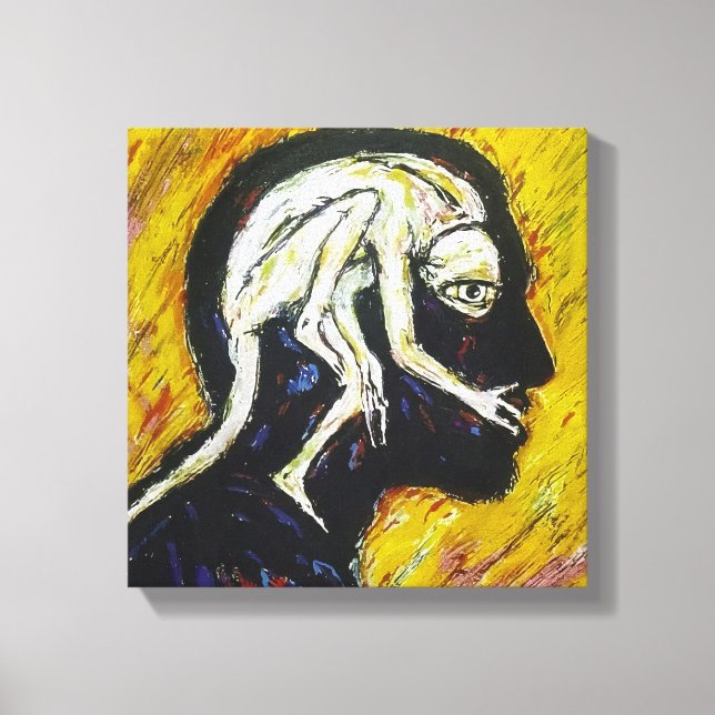  Expressionist Abstract in Yellow & Black Canvas Print (Front)