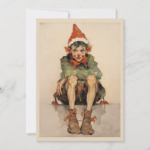 Expressionist Christmas Elf 1 Holiday Card
