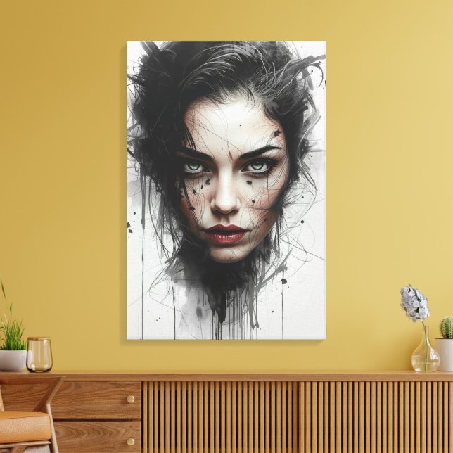 Expressionist Color Portrait Canvas Print (Insitu(LivingRoom))