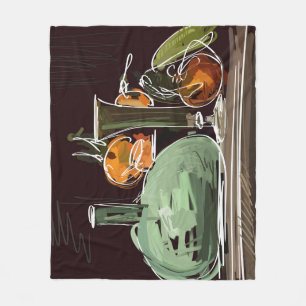 Expressionist Fruit Wine Green Vase Fleece Blanket