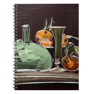 Expressionist Fruit Wine Green Vase Notebook