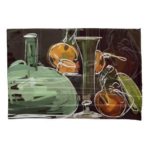 Expressionist Fruit Wine Green Vase Pillowcase