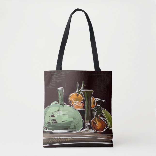 Expressionist Fruit Wine Green Vase Tote Bag (Front)