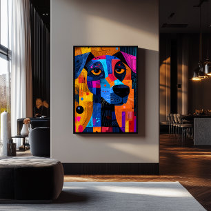 Expressionist Geometry Dog – Vibrant Abstract Art Poster