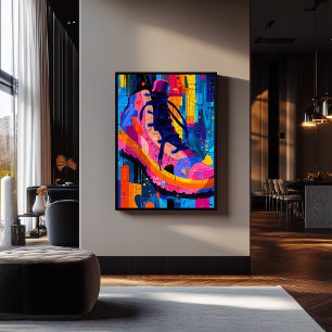 Expressionist Geometry Sneaker, Vibrant Street Art Poster