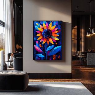 Expressionist Geometry Sunflower – Vibrant Art Poster