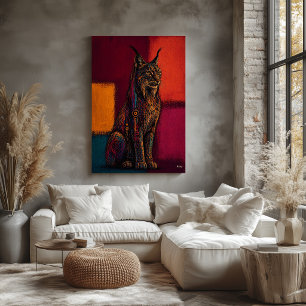 Expressionist Lynx in Colour Fields Abstract Poste Poster