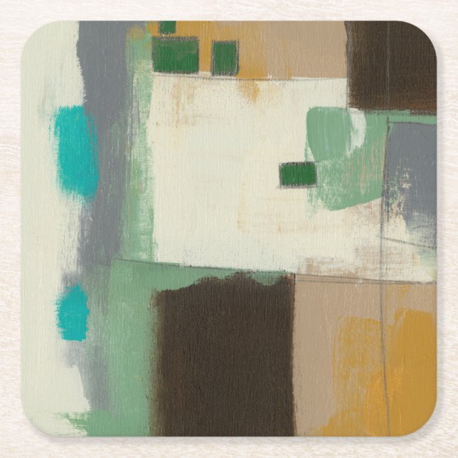 Expressionist Painting with Heavy Brush Strokes Square Paper Coaster (Front)
