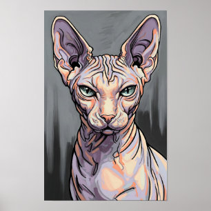 Expressionist Sphynx Cat Poster