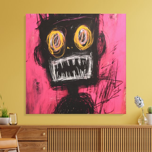 Expressionist Visage: High-Contrast Canvas Print (Insitu(LivingRoom))