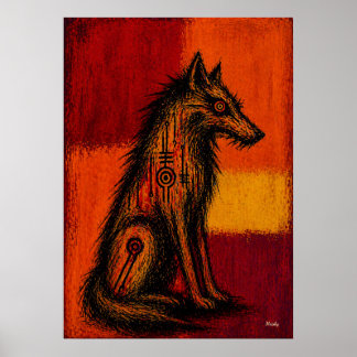 Expressionist Wolf in Color Fields Abstract Poster