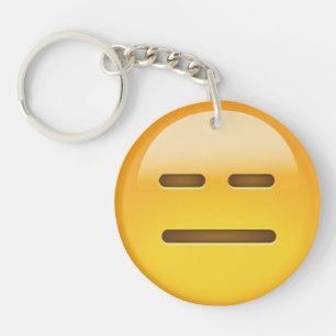 Expressionless Face Emoji Keychain