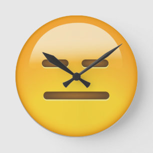 Expressionless Face Emoji Round Clock