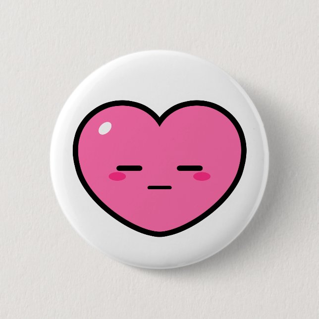 Expressionless Pink Heart 2 Inch Round Button (Front)