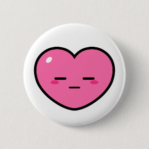 Expressionless Pink Heart 2 Inch Round Button