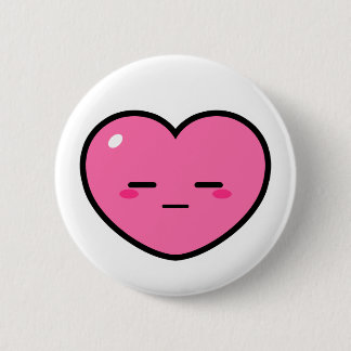 Expressionless Pink Heart 2 Inch Round Button