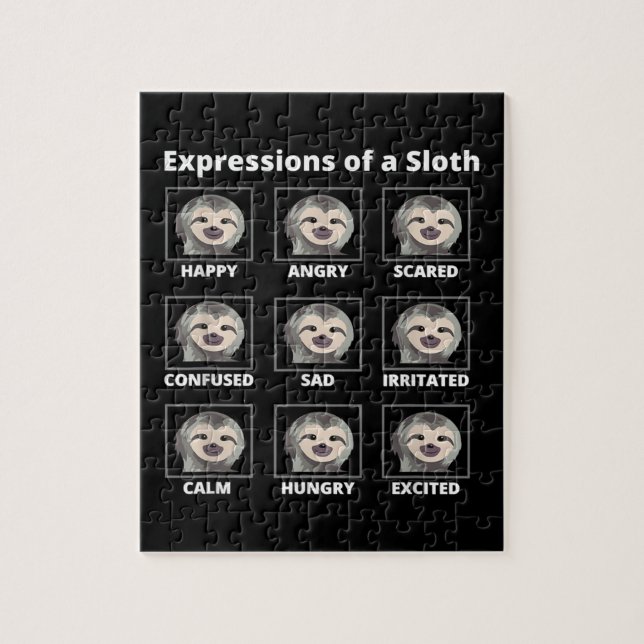 Expressions Moods Of A Slow And Lazy Sloth Jigsaw Puzzle (Vertical)