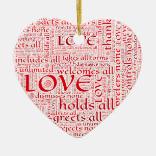 Expressions of unconditional love in word art ceramic ornament