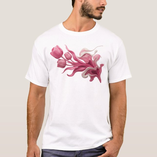Expressive ABSTRACT FLOWER Art Design T-Shirt (Front)