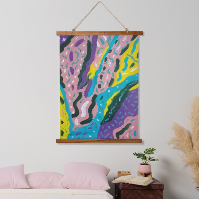 Expressive Abstract Painting in Multi-colours Hanging Tapestry (Bedroom)