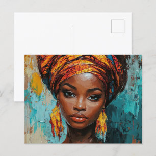 Expressive African-Inspired Portrait Postcard