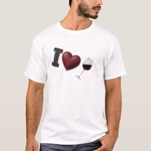 Expressive Black I LOVEW WINE Fashion Art T-Shirt