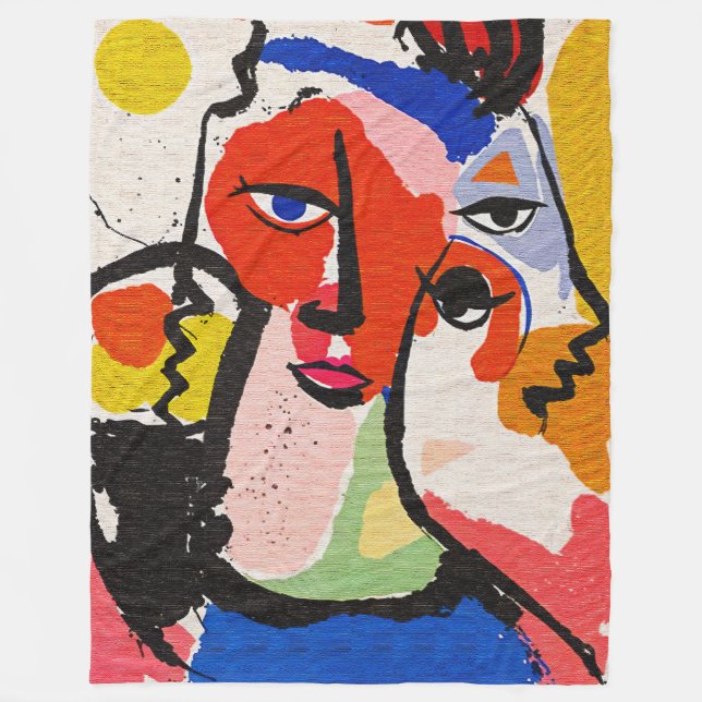 Expressive Brushstrokes Matisse Style Abstract Art Fleece Blanket (Front)