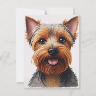 Expressive CloseUp Yorkshire Terrier Dog Portrait Postcard