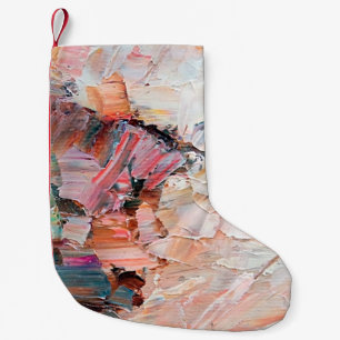 Expressive embossed pasty oil paints and reliefs. small christmas stocking