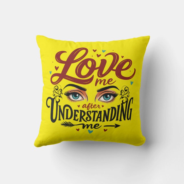 Expressive Eyes Love Message Print Throw Pillow (Back)