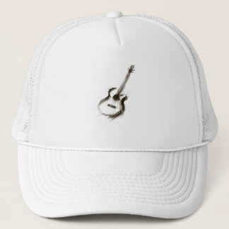 Expressive Ink Guitar Minimalist Brush Music on Trucker Hat