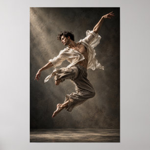 Expressive Male Dancer in Motion Contemporary Wall Poster