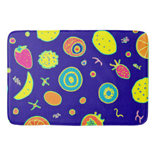 Expressive Neon Fruit Artistry Pattern Bath Mat