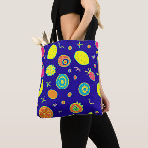 Expressive Neon Fruit Artistry Pattern Tote Bag