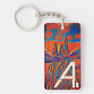 Expressive Roses in the Sky and Monogram Keychain