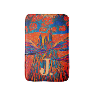 Expressive Roses in the Sky with Monogram Bath Mat