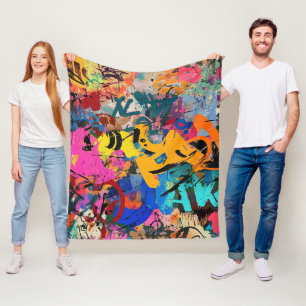 Expressive Street Art Mural in Bright Urban Colour Fleece Blanket