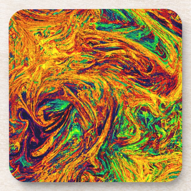 Expressive Vibrant Colour Pattern Coaster (Front)