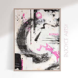 Expressive wabi sabi pink abstract painting  poster