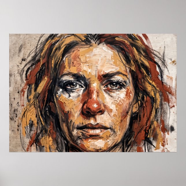 Expressive Woman Portrait Art Poster (Front)